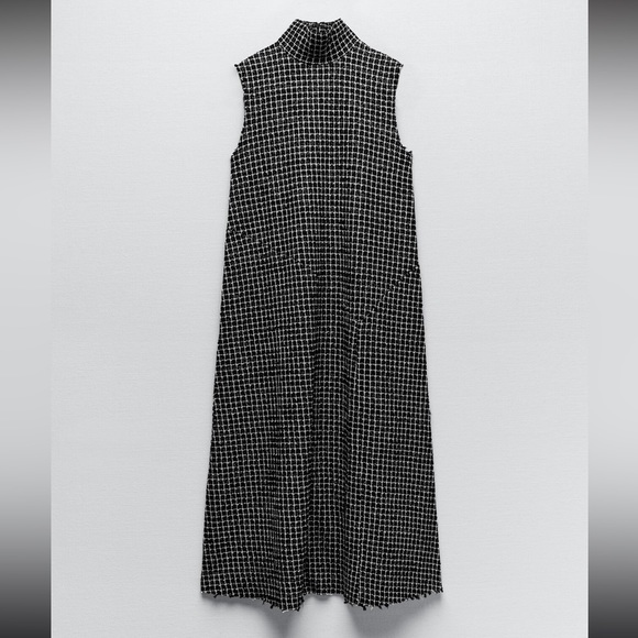 Zara boucle mock neck midi dress NWT L - Picture 3 of 8